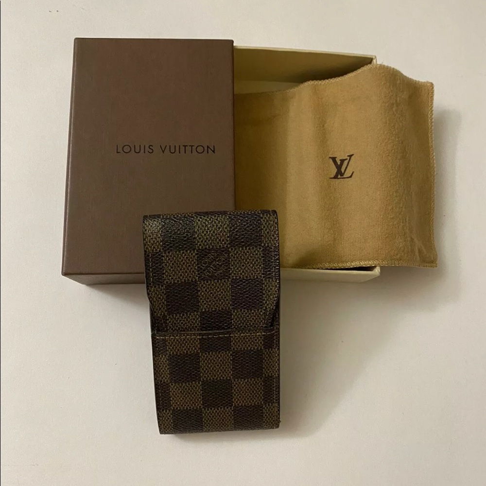 Auth LOUIS VUITTON Damier Ebene Cigarette Case